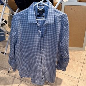 Black Brown 1826 Men's Blue Checkered Button Down Shirt